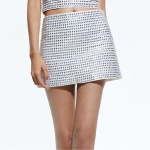 Alice & Olivia RILEY EMBELLISHED WHITE MINI SKIRT - NWOT SIZE 8